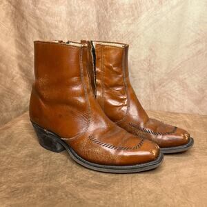 Brown Leather Heeled Boots